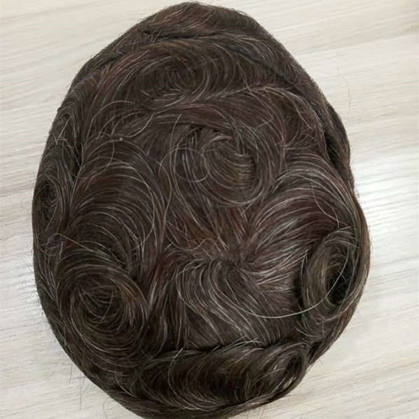 Four hole men toupee,swiss lace,mono,thick ou toupee HN294